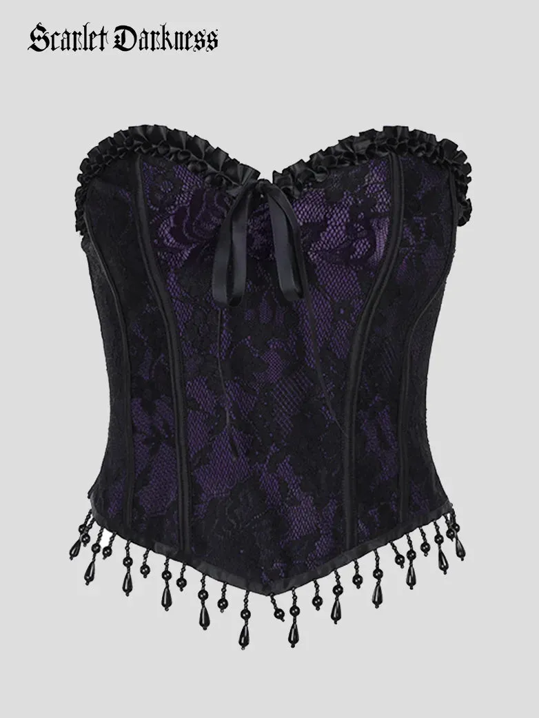 Punk Sweetheart Collar Lace Dark Jacquard Tube Top