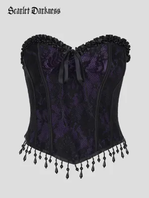 Punk Sweetheart Collar Lace Dark Jacquard Tube Top