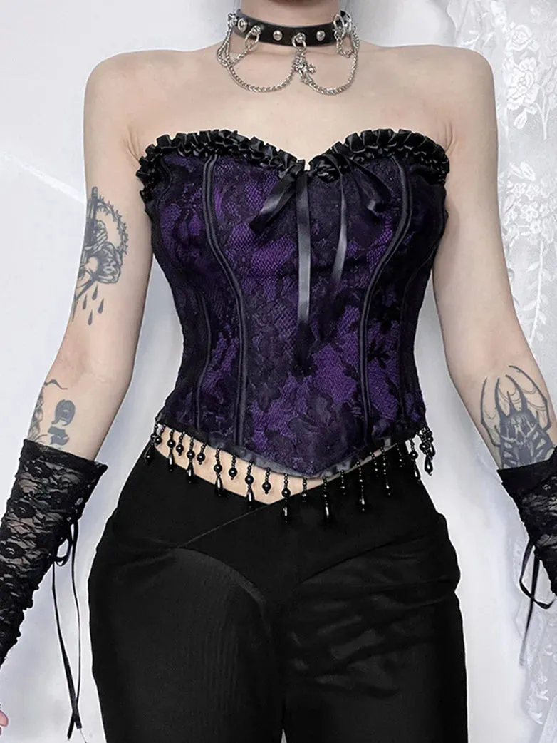 Punk Sweetheart Collar Lace Dark Jacquard Tube Top
