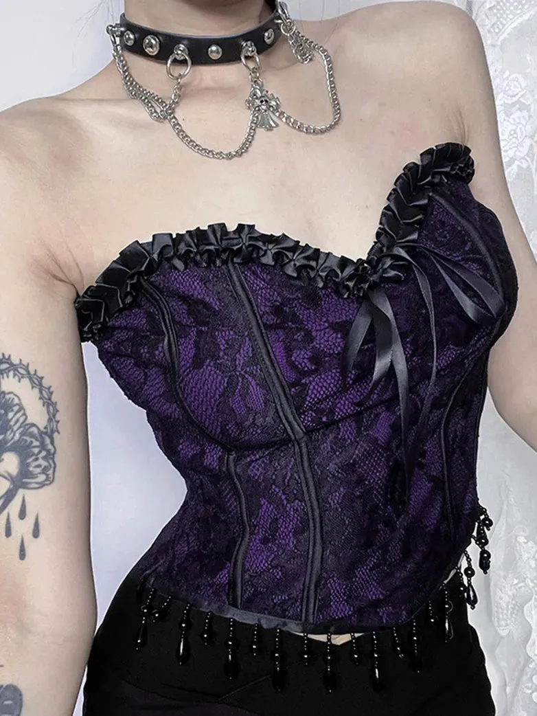 Punk Sweetheart Collar Lace Dark Jacquard Tube Top