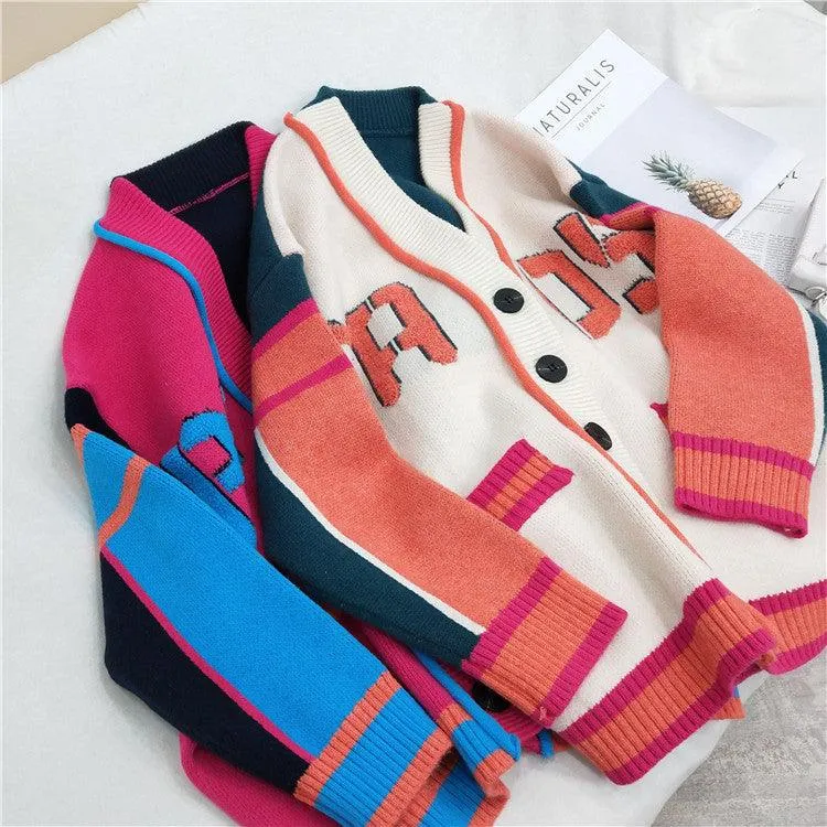 Retro Letterman Patchwork Cardigan