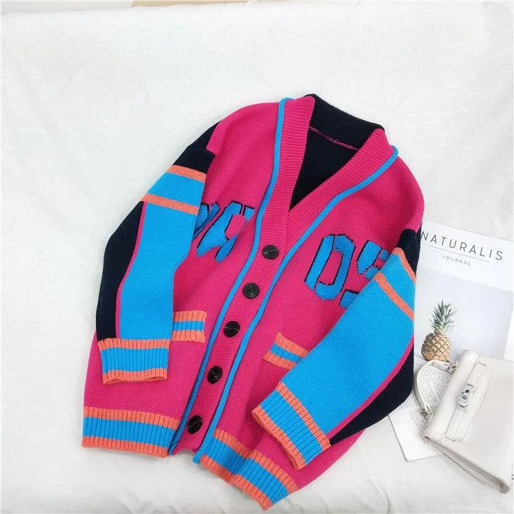 Retro Letterman Patchwork Cardigan