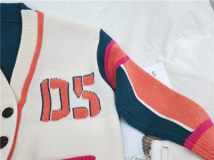 Retro Letterman Patchwork Cardigan