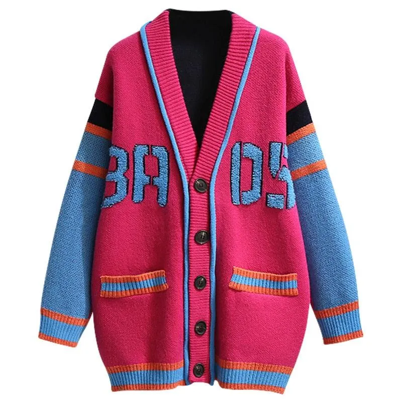 Retro Letterman Patchwork Cardigan