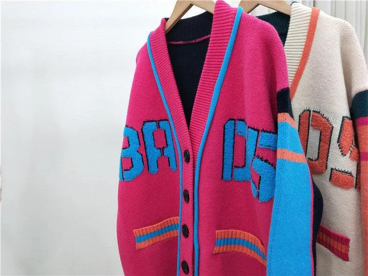 Retro Letterman Patchwork Cardigan