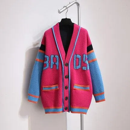 Retro Letterman Patchwork Cardigan