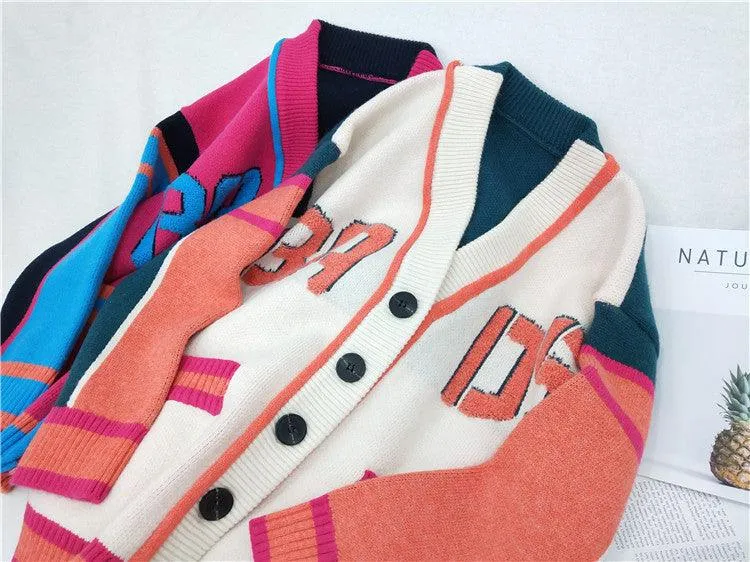 Retro Letterman Patchwork Cardigan