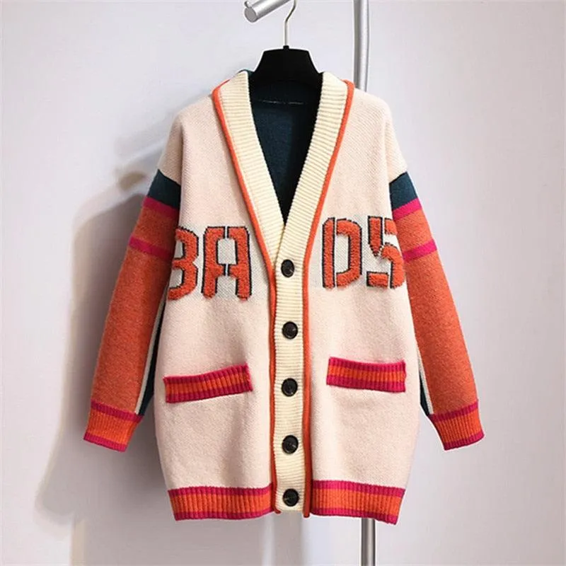 Retro Letterman Patchwork Cardigan