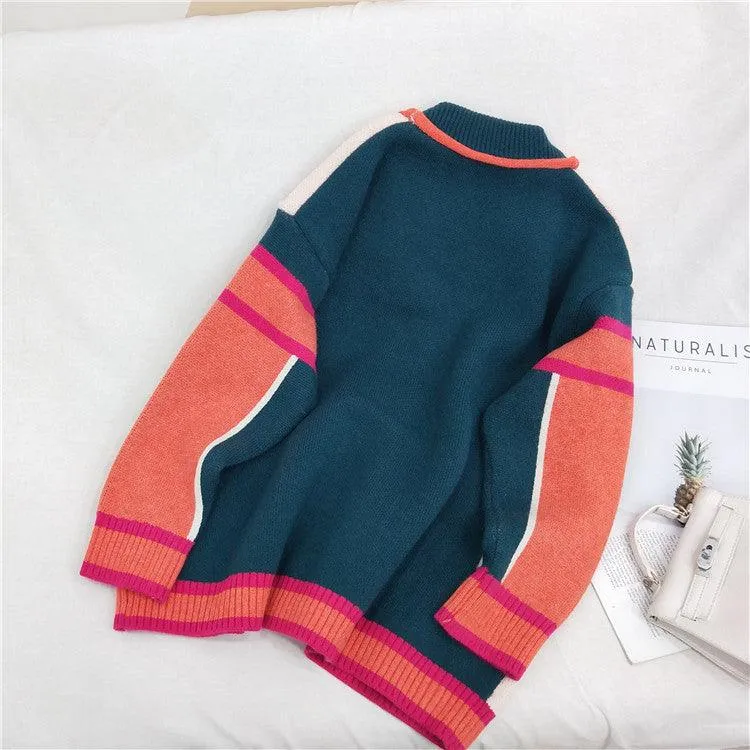 Retro Letterman Patchwork Cardigan
