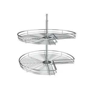 Rev-A-Shelf / 5472-28 CR / Steel Kidney-Shaped 2-Shelf Lazy Susans for Corner Base Cabinets