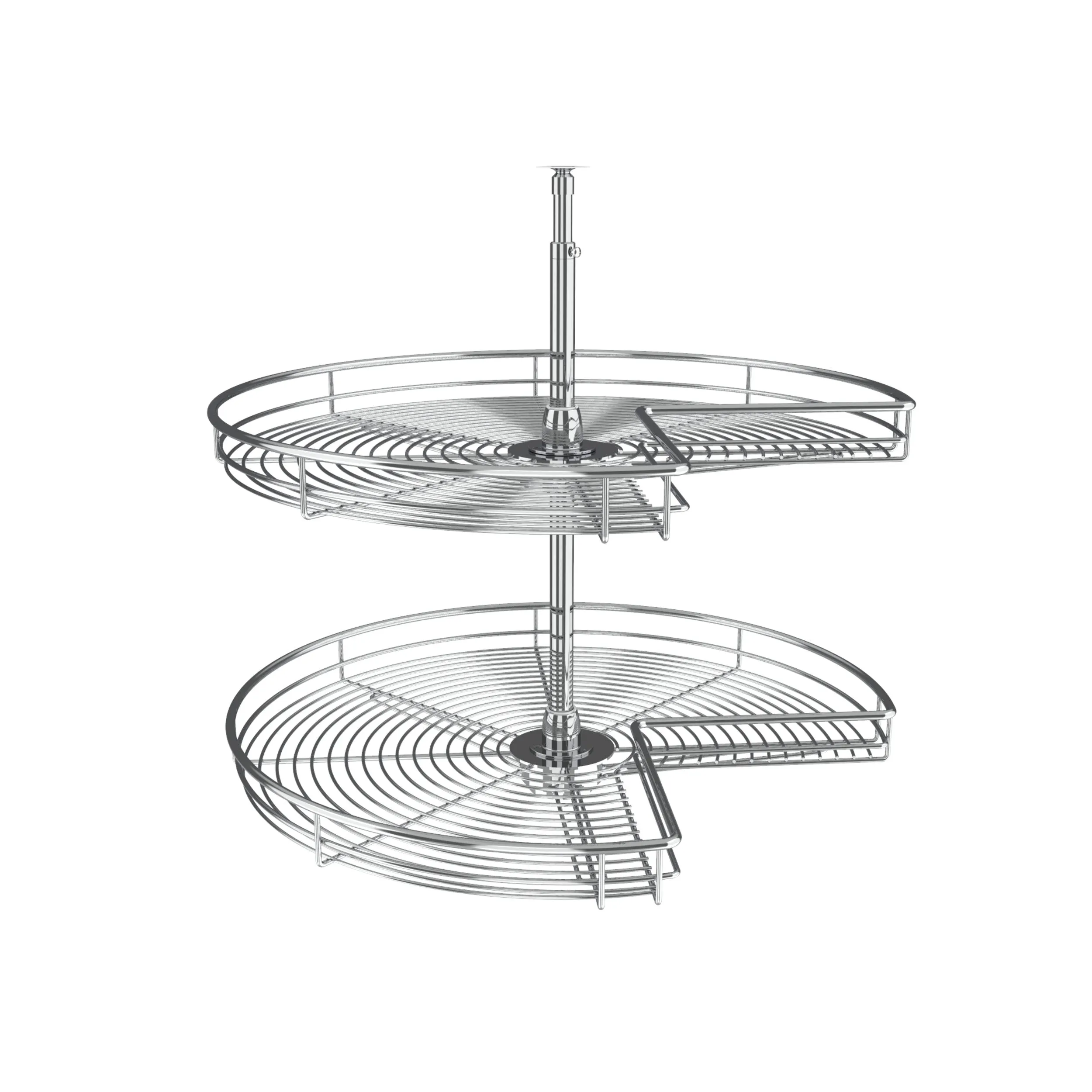 Rev-A-Shelf / 5472-28 CR / Steel Kidney-Shaped 2-Shelf Lazy Susans for Corner Base Cabinets