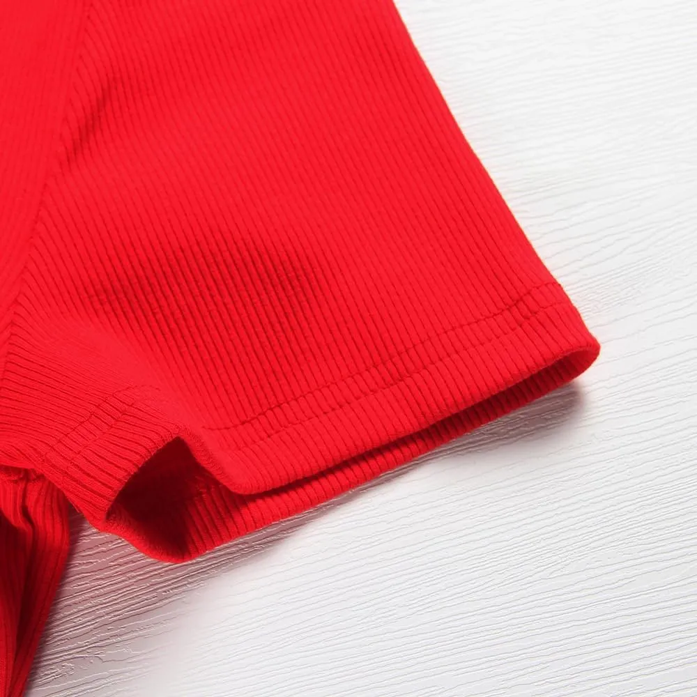 Roselux Women's Summer Scoop Neck Short Sleeve T-Shirts Ribbed Knit Slim Fitted Casual Basic Top