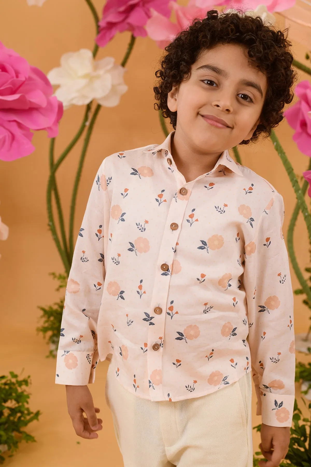 Roseship- Printed Cotton Satin Shirt For Boys