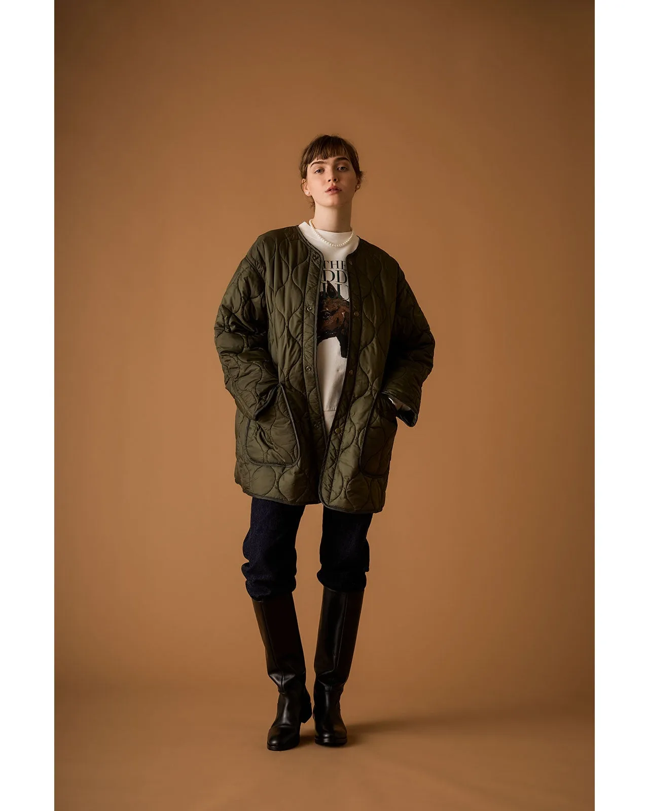 SHORT QUILTING COAT (KHAKI)