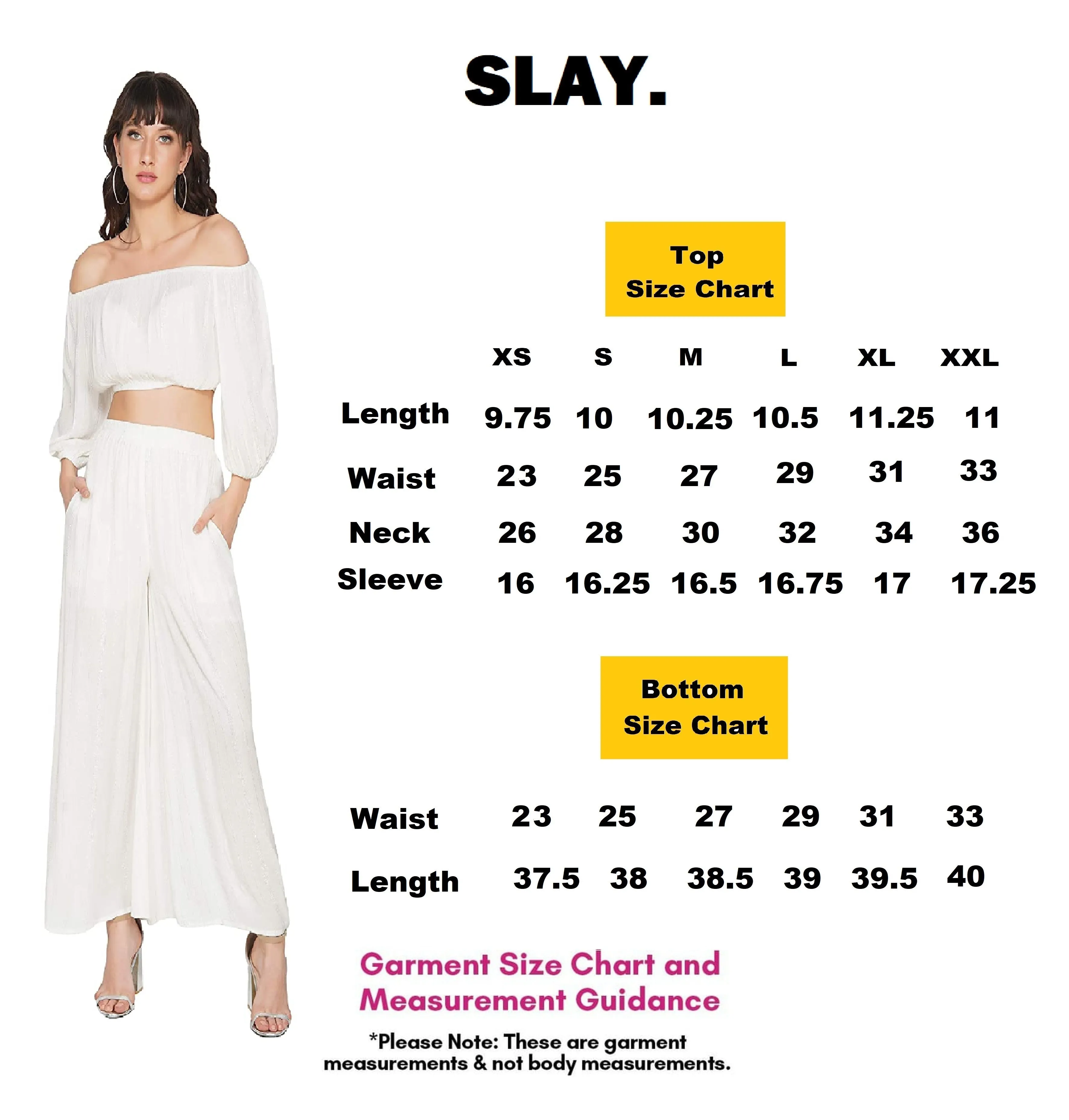 SLAY. Women's White Silver Lurex Off Shoulder Crop Top Palazzo Co-ord Set