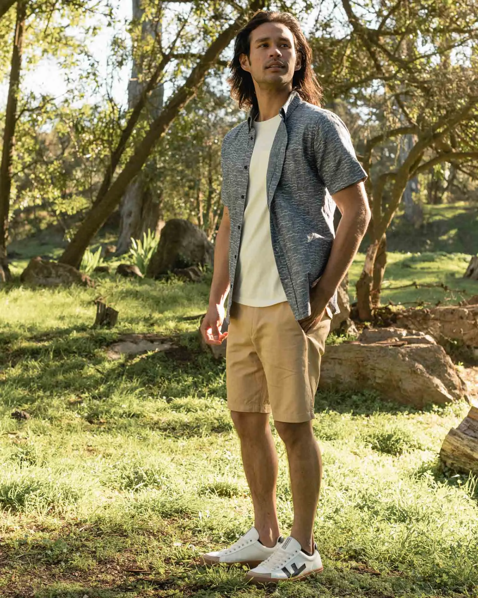 SoftHemp™ Chambray Short-Sleeve Button Down