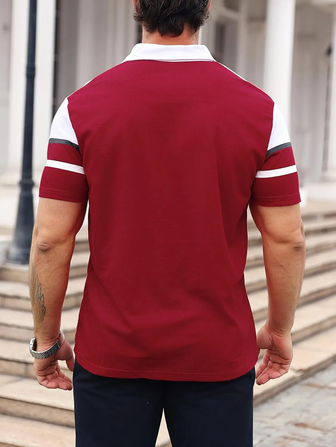 SOLY HUX Men's Golf Shirts Color Tennis Shirt Short Sleeve Casual Work T-Shirt