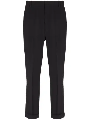 Strass Piping Crepe Straight Pants