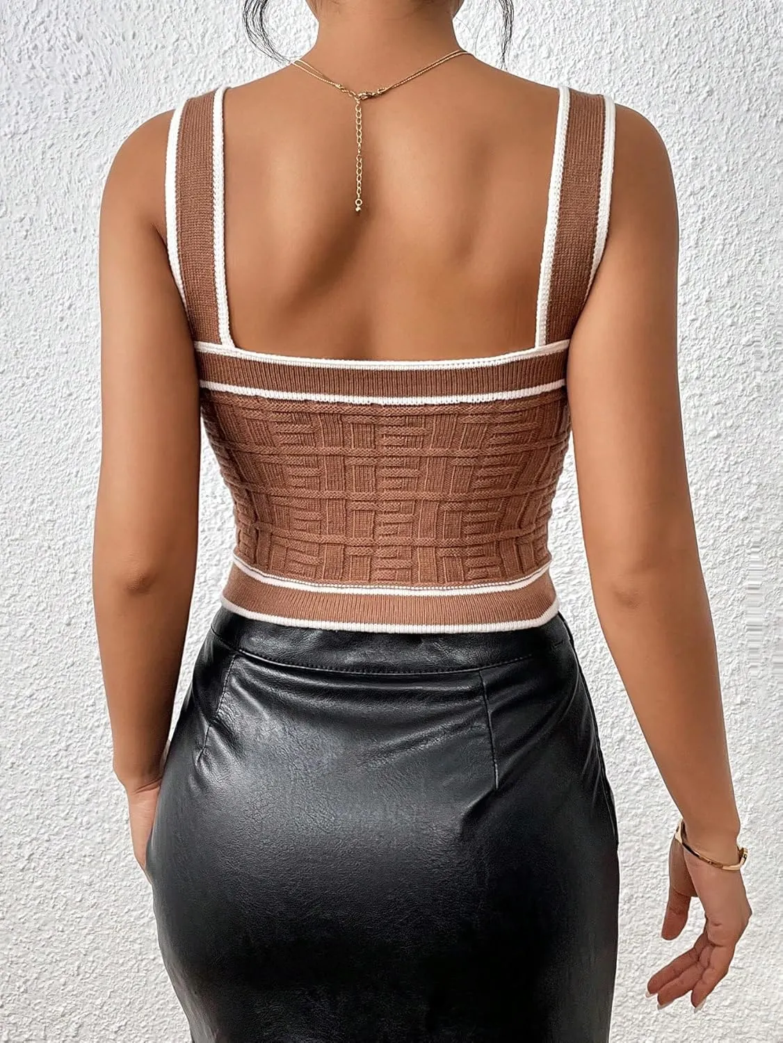 SweatyRocks Women's Sleeveless Ribbed Knit Spaghetti Strap Crop Cami Tank Top