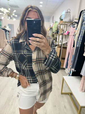 The Beige and Navy Plaid Shirt