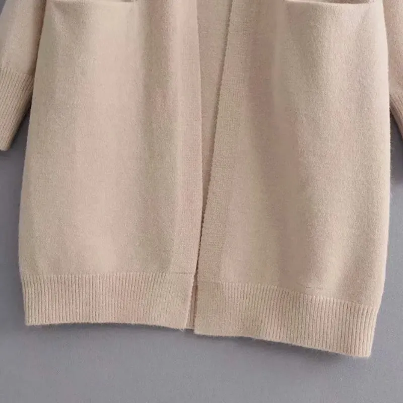 Thick and Warm Knitted Sweater Cardigan with Pockets