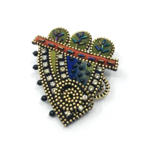 Three-Leaf Mixed Media Brooch by Odile Gova: Modified English E-Commerce Product Title Optimization