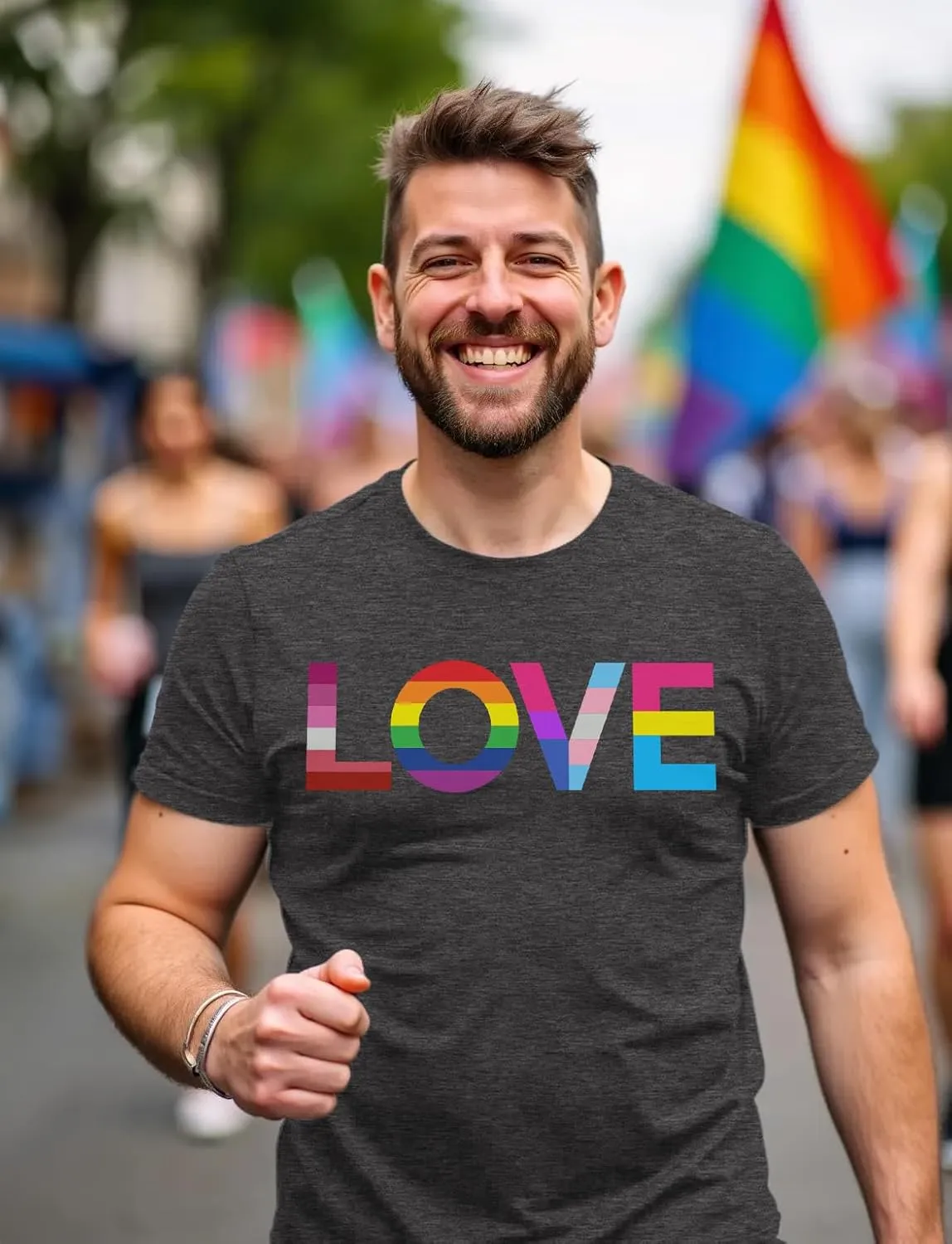 Tstars Love Pride Shirt for Men | LGBTQ Gifts - Gay Equality Rainbow Flag Mens Apparel
