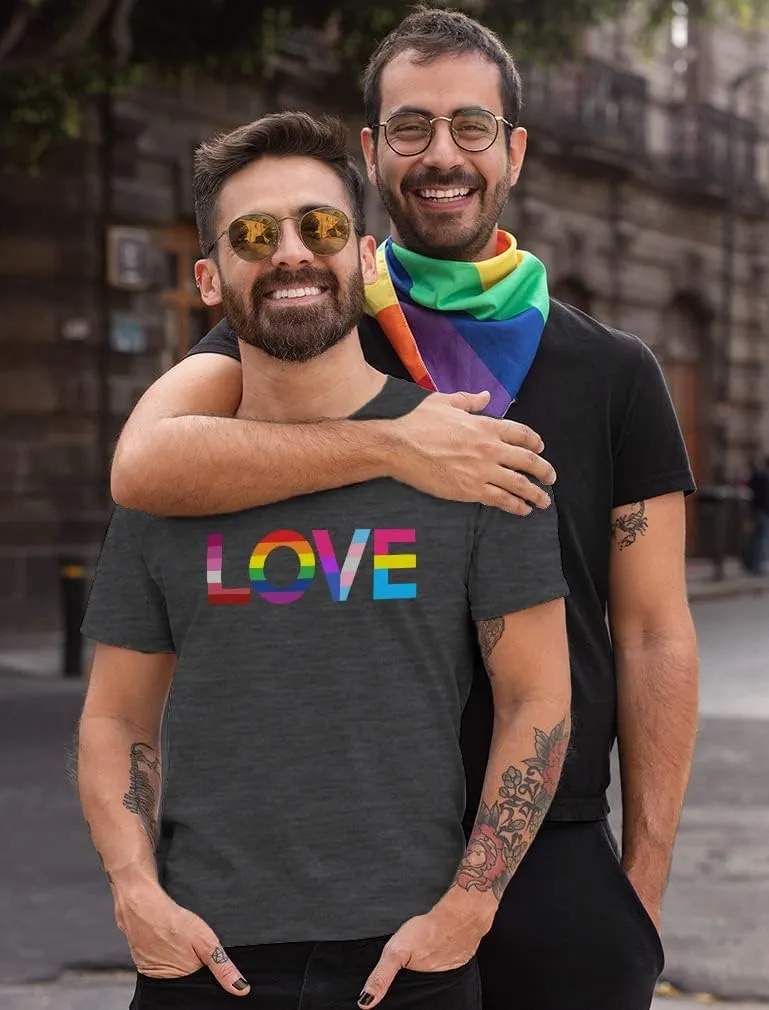 Tstars Love Pride Shirt for Men | LGBTQ Gifts - Gay Equality Rainbow Flag Mens Apparel