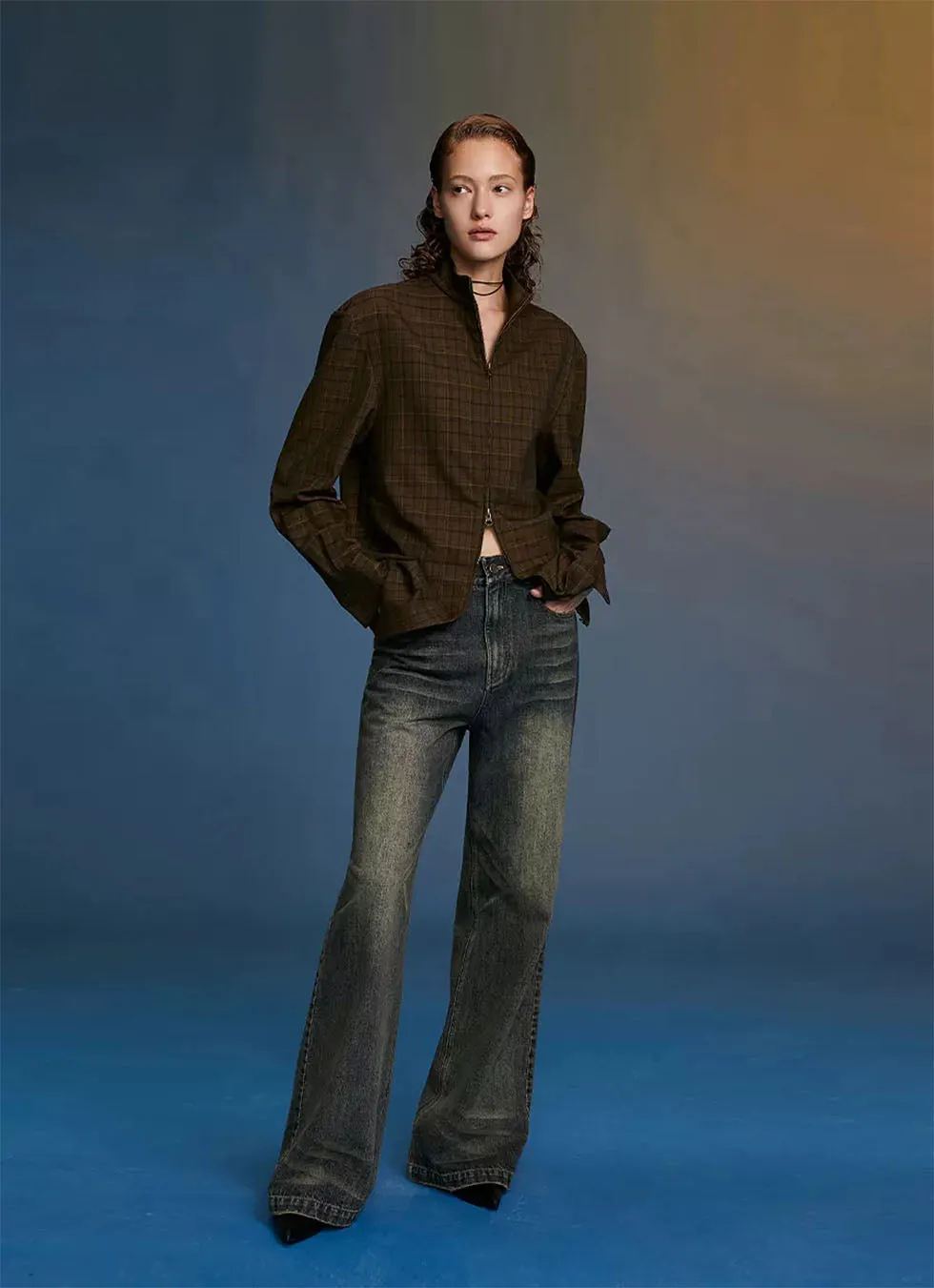 Washed Straight Denim Pants