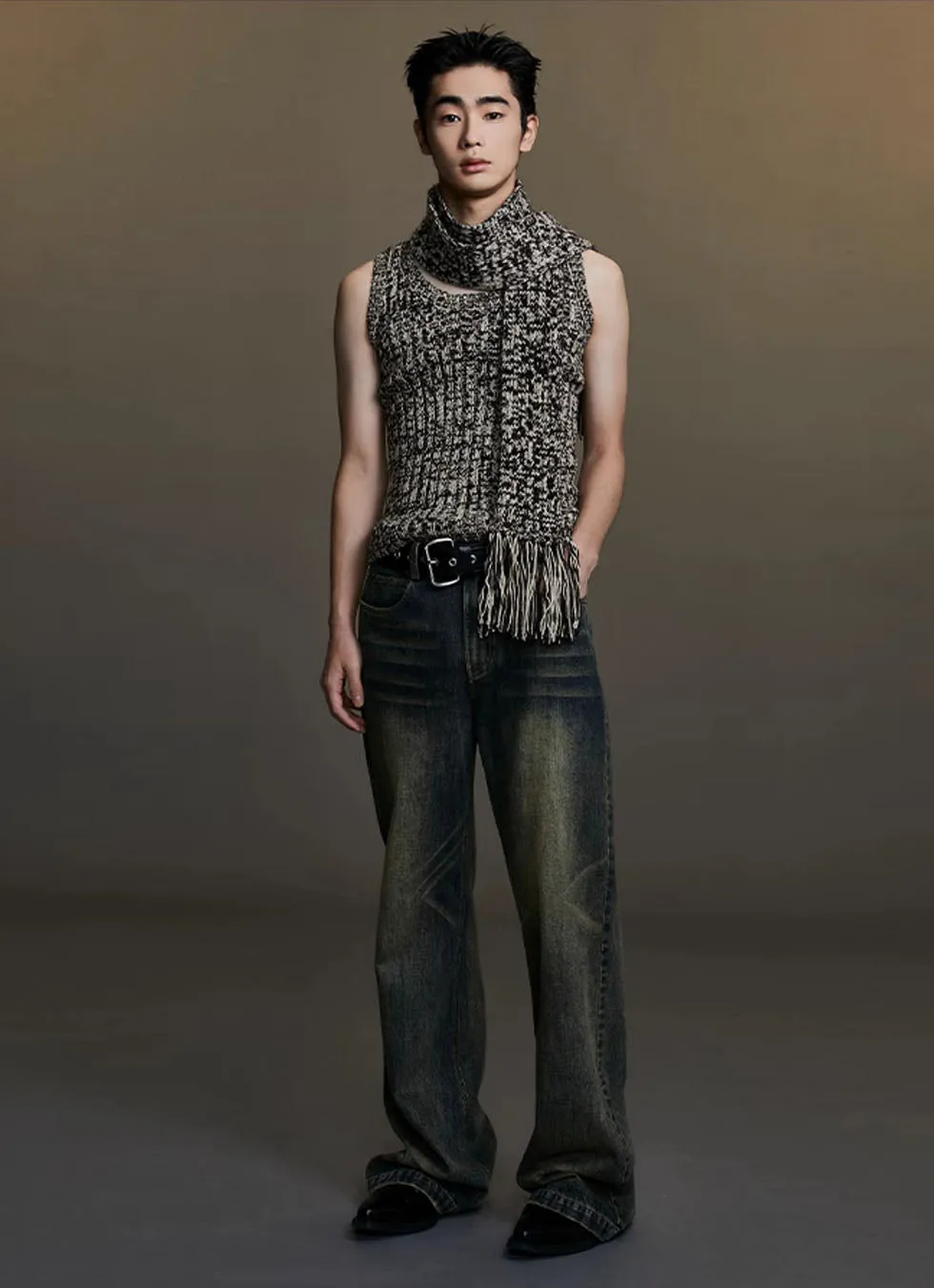 Washed Straight Denim Pants