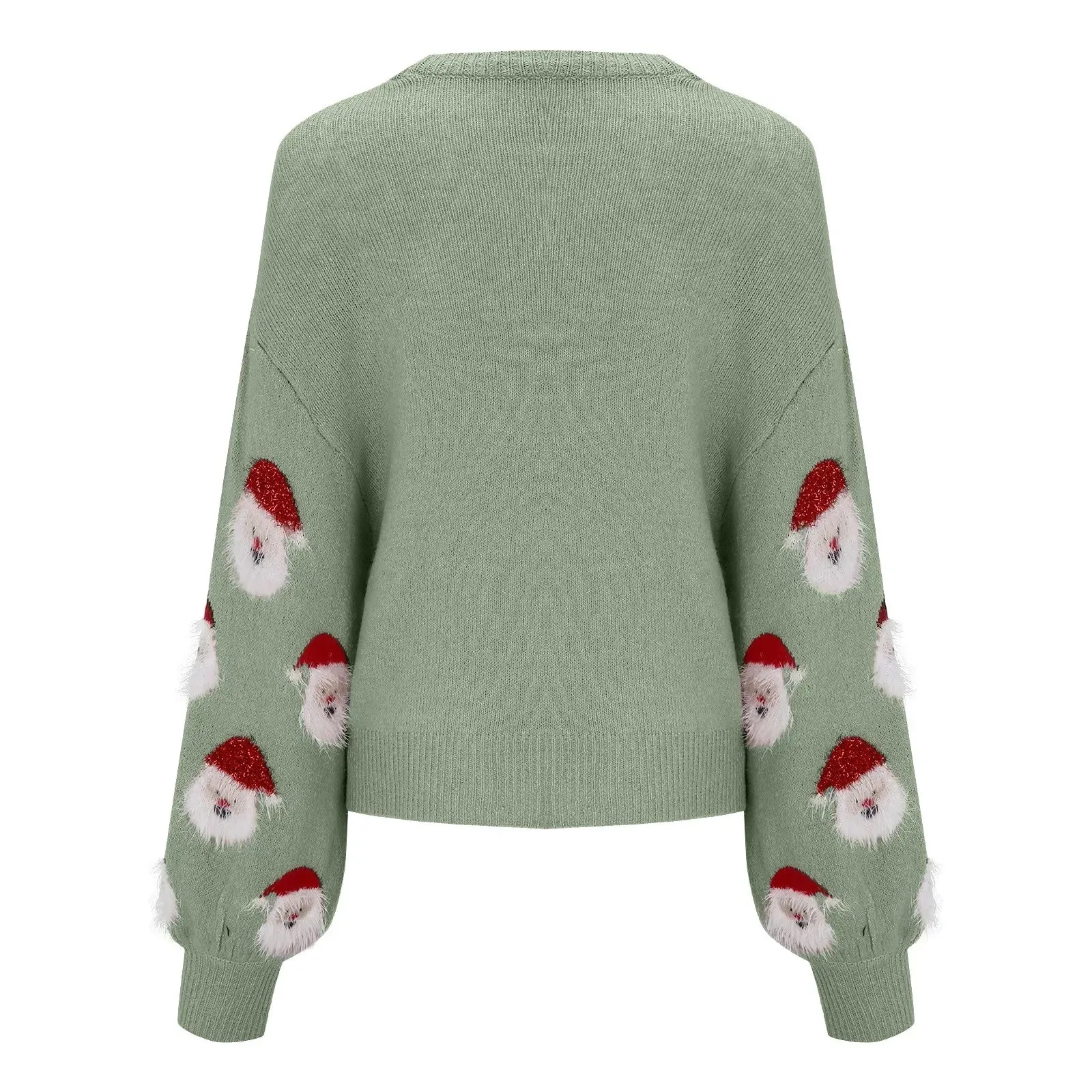 Wenkouban-Christmas Thanksgiving outfits_Pink Sequin Long Sleeve Vintage Blouse Ugly Santa Claus Hoodie Christmas Sweater