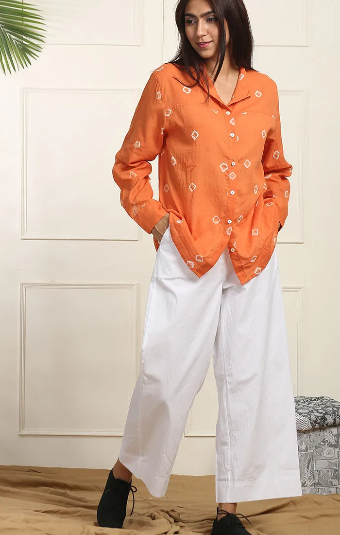 White Wide Leg Straight Pants - Twill