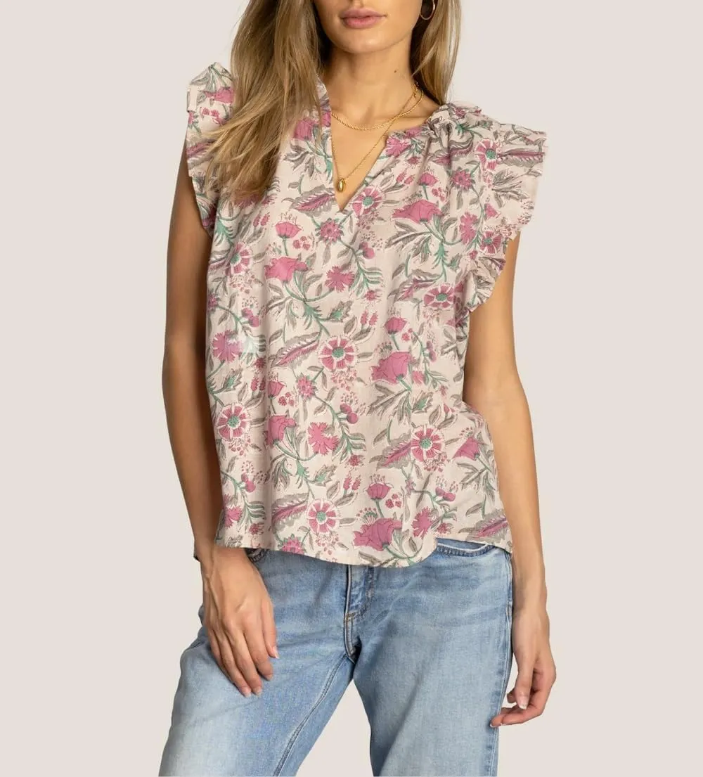 Women Boho Floral Peplum Shirt Flutter Sleeve Ruffle Babyboll Tops V Neck Patchwork Summer Coquette Blouse