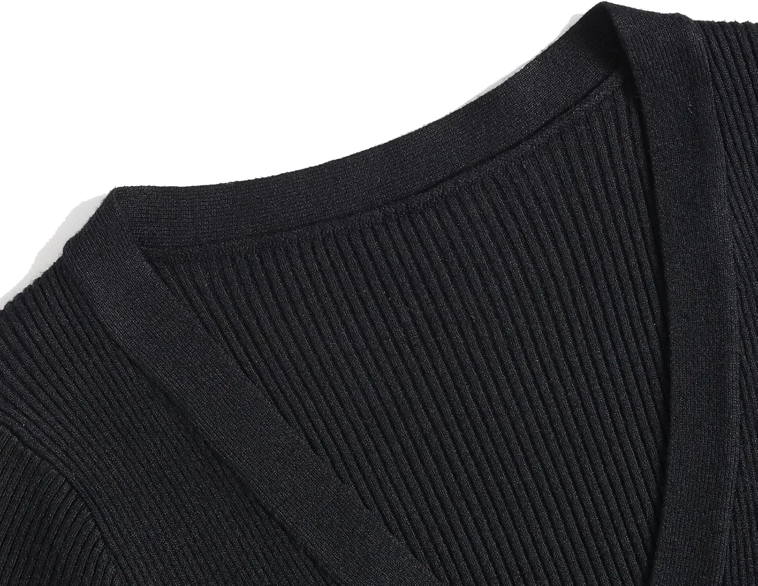 Women V-Neck Long Sleeve Slim Fall Sweater Knitted Midi Dress