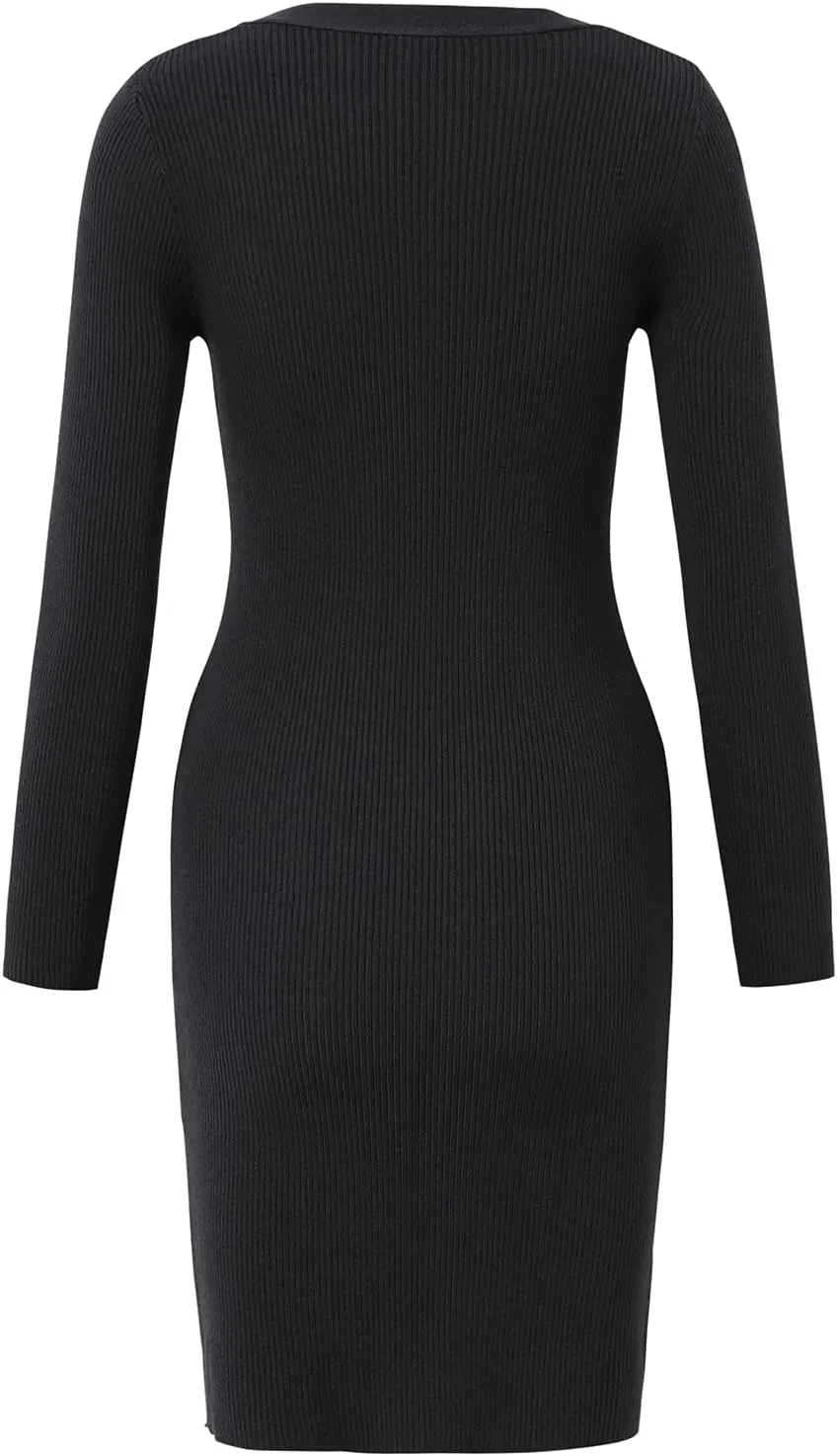 Women V-Neck Long Sleeve Slim Fall Sweater Knitted Midi Dress