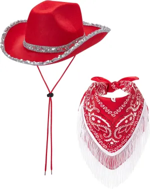 Women Western Rhinestone Cowboy Hat, Felt Cowboy Hat for Western Costume, Cowgirl Hats for Women Party Dress Up