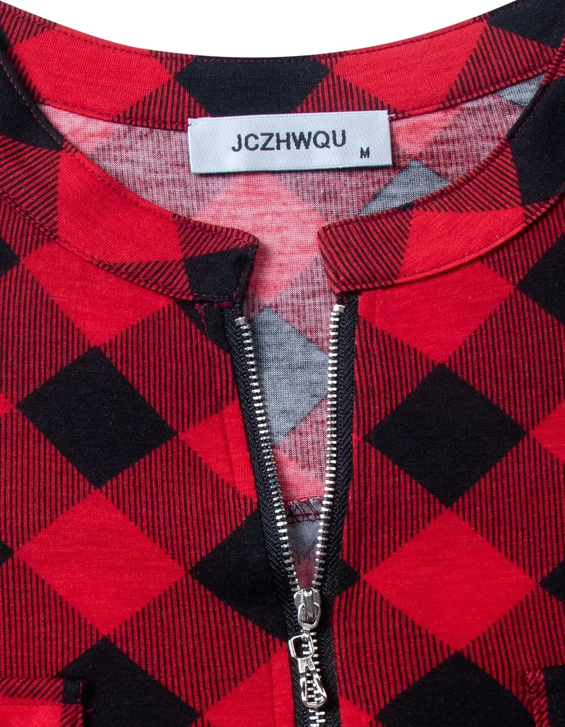 Women's Zip Up V Neck 3/4 Rolled Sleeve Casual Tunic Shirt