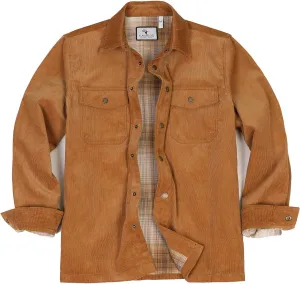 ZENTHACE Men's Corduroy Shirts Jacket with Full Flannel Lined,Snap Button Down Vintage Fall Outerwear Coat,100% Cotton